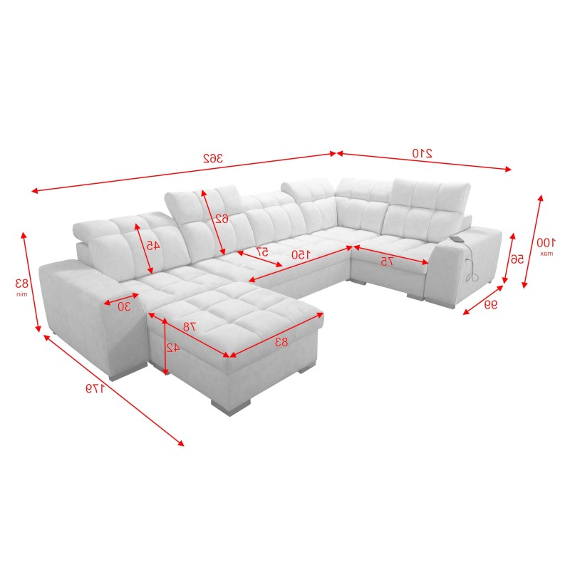 **Meta Title:** U-Shaped Sofa Prisma IV with Sleeping Function | Velvet | Pet Friendly, Terra 99 + Eco-Leather