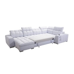 **Meta Title:** U-Shaped Corner Sofa Prisma IV with Sleeping Function | Velvet | Pet Friendly, Terra 99 + Black Eco-Leather