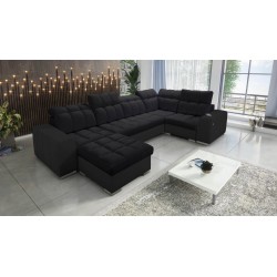 **Meta Title:** U-Shaped Corner Sofa Prisma IV with Sleeping Function | Velvet | Pet Friendly, Terra 99 + Black Eco-Leather