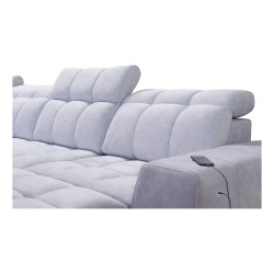 U-shaped sofa Prisma VI with a sleeping function, USB port, and storage - Velvet | Pet friendly, Terra 80 + Black Eco-leather