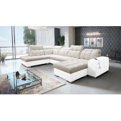 U-shaped sectional Prisma VI with a sleeping function, USB port, and storage - Velvet | Pet friendly, Terra 13 + Eco-leather