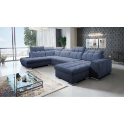 Ecksofa in U-Form Prisma VI mit Schlaffunktion, USB-Anschluss und Stauraum - Velvet | Haustierfreundlich, Terra 76