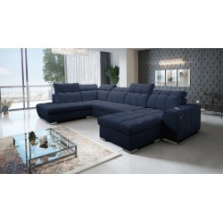 U-förmiges Sofa Prisma VI mit Schlaffunktion, USB-Anschluss und Stauraum - Velvet | Haustierfreundlich, Terra 79