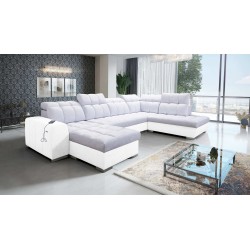 Prisma VI U-shaped sectional sofa with sleeping function, USB port, and storage - Velvet | Pet friendly, Terra 80 + Eco-leather