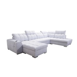 U-shaped corner sofa Prisma VI with a sleeping function, USB port, and storage - Velvet | Pet friendly, Terra 13 + Eco-leather