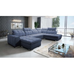 U-shaped corner sofa Prisma VI with a sleeping function, USB port, and storage - Velvet | Pet friendly, Terra 76