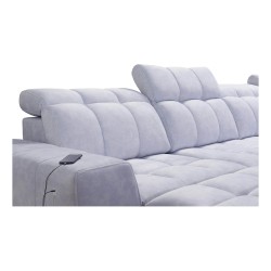 U-shaped corner sofa Prisma VI with a sleeping function, USB port, and storage - Velvet | Pet-friendly, Terra 79 + Eco-leather