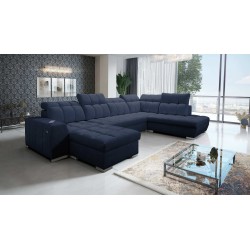 U-förmiges Sofa Prisma VI mit Schlaffunktion, USB-Anschluss und Stauraum - Velvet | Haustierfreundlich, Terra 79