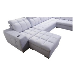 U-shaped corner sofa Prisma VI with sleeping function, USB port, and storage - Velvet | Pet friendly, Terra 96