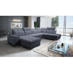 U-shaped corner sofa Prisma VI with sleeping function, USB port, and storage - Velvet | Pet friendly, Terra 96