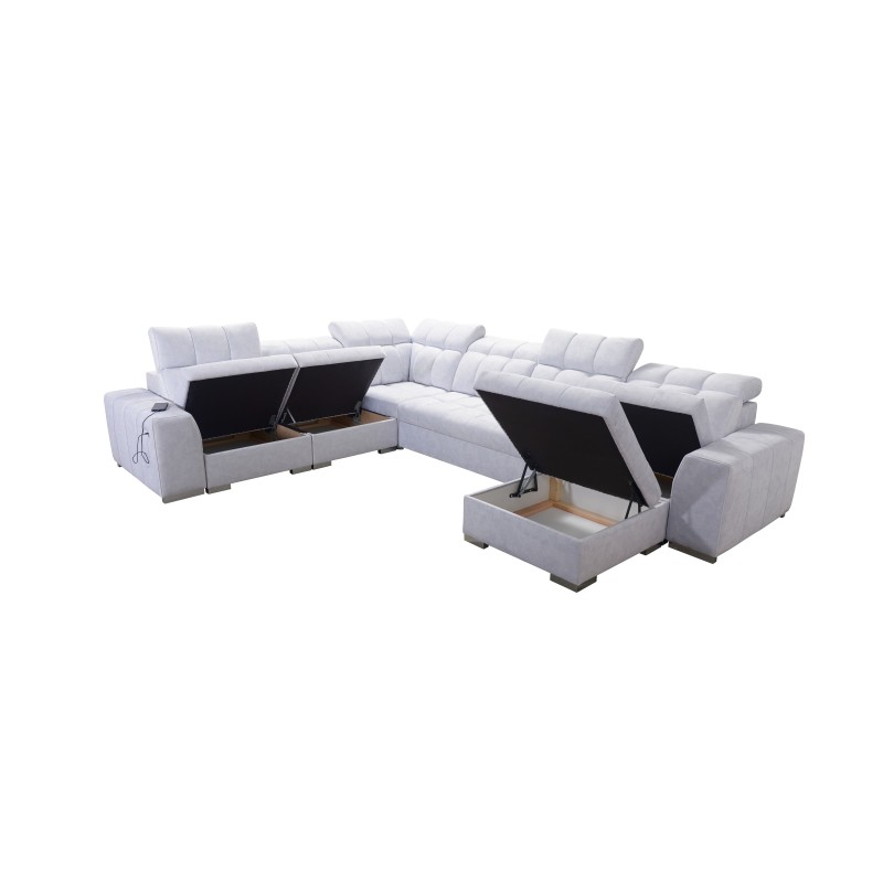 U-shaped corner sofa Prisma VIII with a sleeping function and port