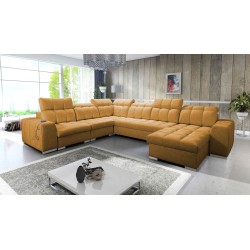 U-förmiges Ecksofa Prisma VIII mit Schlaffunktion und Anschluss