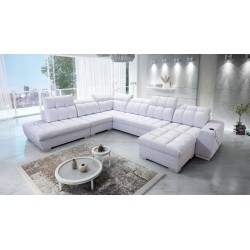 Ecksofa Prisma X mit Schlaffunktion, USB-Anschluss und Bettkasten - Samt | Haustierfreundlich, Terra 80