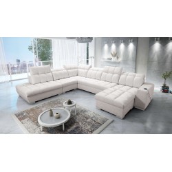 Prisma X corner sofa with a sleeping function, USB port, and bedding storage - Velvet | Pet-friendly, Terra 06