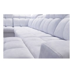 Prisma X corner sofa with sleeping function, USB port, and bedding storage - Velvet | Pet friendly, Terra 26 + Black Eco-leather