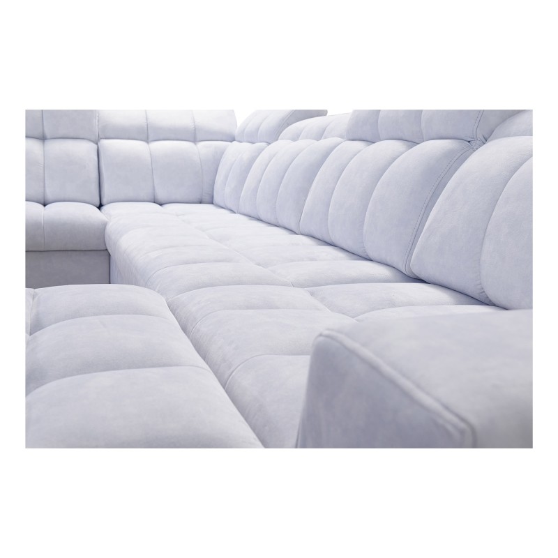 Prisma X corner sofa with sleeping function, USB port, and bedding storage - Velvet | Pet friendly, Terra 26 + Black Eco-leather