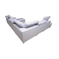 Prisma X corner sofa with sleeping function, USB port, and bedding storage - Velvet | Pet friendly, Terra 26 + Black Eco-leather