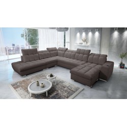 Prisma X corner sofa with a sleeping function, USB port, and bedding storage - Velvet | Pet friendly, Terra 26