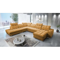 Prisma X Corner Sofa with sleeping function, USB port, and bedding storage - Velvet | Pet friendly, Terra 48