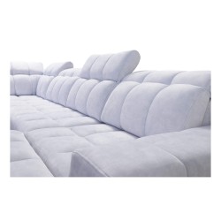 Prisma X corner sofa with sleeping function, USB port, and storage for bedding - Velvet | Pet friendly, Terra 75 + Black Eco-lea