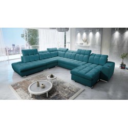 Prisma X corner sofa with a sleeping function, USB port, and storage for bedding - Velvet | Pet friendly, Terra 75