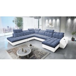 Prisma X corner sofa with a sleeping function, USB port, and bedding storage - Velvet | Pet friendly, Terra 76 + Eco-leather