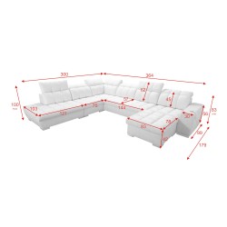 Prisma X corner sofa with a sleeping function, USB port, and bedding storage - Velvet | Pet friendly, Terra 79 + Eco-leather