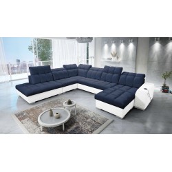 Prisma X corner sofa with a sleeping function, USB port, and bedding storage - Velvet | Pet friendly, Terra 79 + Eco-leather