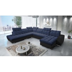 Ecksofa Prisma X mit Schlaffunktion, USB-Anschluss und Bettkasten - Samt | Haustierfreundlich, Terra 79 + Schwarzes Kunstleder