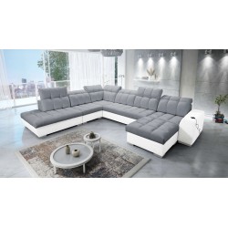 Prisma X corner sofa with a sleeping function, USB port, and bedding storage - Velvet | Pet friendly, Terra 92 + Eco-leather