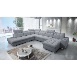 Prisma X Ecksofa mit Schlaffunktion, USB-Anschluss und Bettkasten - Velvet | Haustierfreundlich, Terra 92