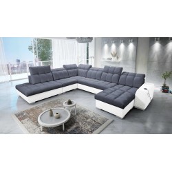 Prisma X sectional sofa with a sleeping function, USB port, and bedding storage - Velvet | Pet friendly, Terra 96 + Eco-leather