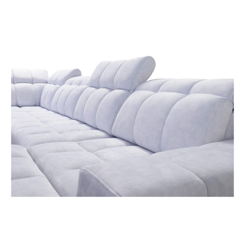 Prisma X corner sofa with sleeping function, USB port, and bedding storage - Velvet | Pet friendly, Terra 96 + Black Eco-leather