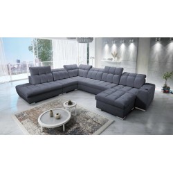 Prisma X corner sofa with sleeping function, USB port, and bedding storage - Velvet | Pet friendly, Terra 96