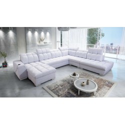 Prisma X corner sofa with sleeping function, USB port, and storage for bedding - Velvet | Pet friendly, Terra 80