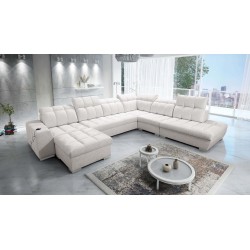 Prisma X Ecksofa mit Schlaffunktion, USB-Anschluss und Bettkasten - Samt | Tierfreundlich, Terra 06