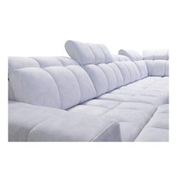 Prisma X corner sofa with a sleep function, USB port, and bedding storage - Velvet | Pet friendly, Terra 13 + Black Eco-leather
