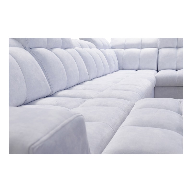 Prisma X corner sofa with a sleep function, USB port, and bedding storage - Velvet | Pet friendly, Terra 13 + Black Eco-leather