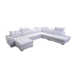 Prisma X corner sofa with a sleep function, USB port, and bedding storage - Velvet | Pet friendly, Terra 13 + Black Eco-leather