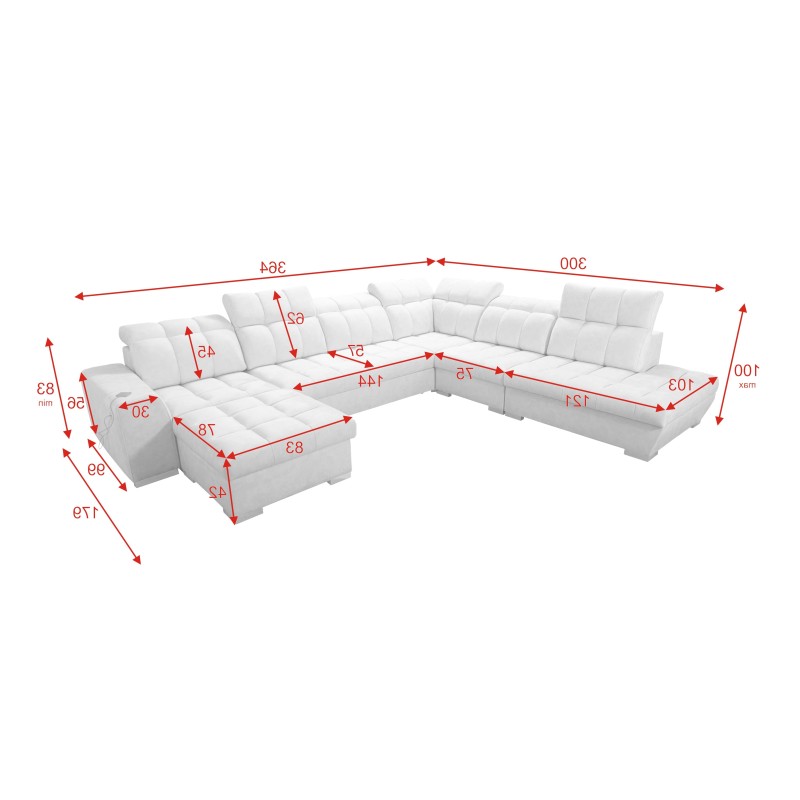 Prisma X corner sofa with a sleep function, USB port, and bedding storage - Velvet | Pet friendly, Terra 13 + Black Eco-leather