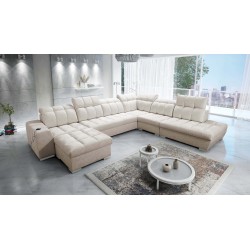 Prisma X Ecksofa mit Schlaffunktion, USB-Anschluss und Bettkasten - Samt | Haustierfreundlich, Terra 13