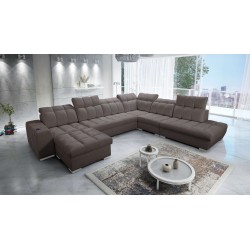 Ecksofa Prisma X mit Schlaffunktion, USB-Anschluss und Bettkasten - Samt | Haustierfreundlich, Terra 26