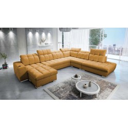 Prisma X Corner Sofa with sleeping function, USB port, and bedding storage - Velvet | Pet friendly, Terra 48