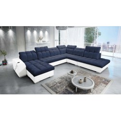 Ecksofa Prisma X mit Schlaffunktion, USB-Anschluss und Bettkasten - Samt | Haustierfreundlich, Terra 79 + Kunstleder