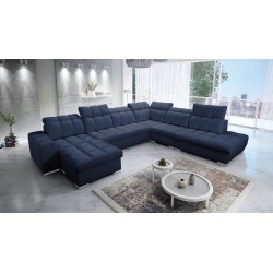 Prisma X corner sofa with sleeping function, USB port, and bedding storage - Velvet | Pet friendly, Terra 79