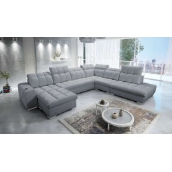 Prisma X corner sofa with sleeping function, USB port, and bedding storage - Velvet | Pet friendly, Terra 92