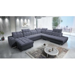 Prisma X corner sofa with sleeping function, USB port, and bedding storage - Velvet | Pet friendly, Terra 96