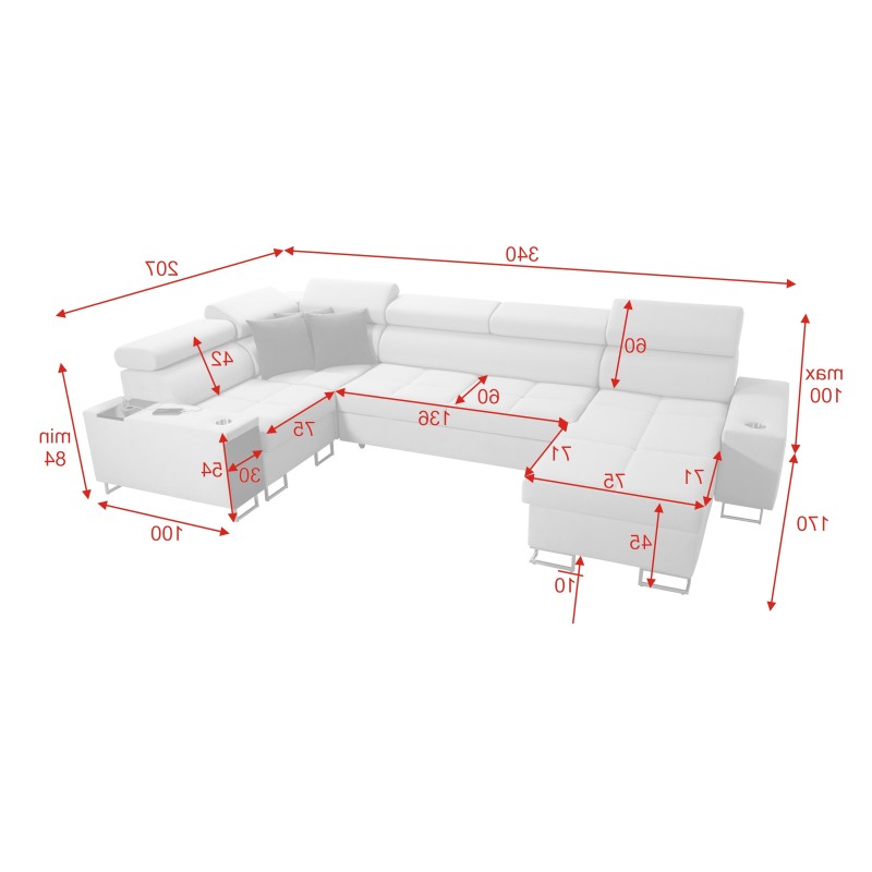 Ecksofa in U-Form Orbix IV Mini mit Schlaffunktion - unvergleichliche Kombination aus Stil und Komfort