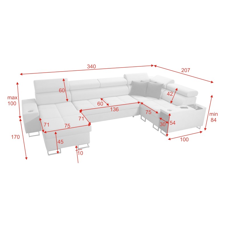 Ecksofa in U-Form Orbix IV Mini mit Schlaffunktion - unvergleichliche Kombination aus Stil und Komfort
