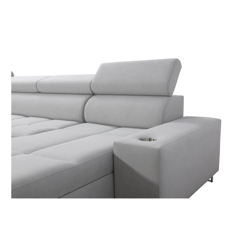 Corner Sofa U Orbix IV Maxi with Sleeping Function - Woven Fabric, Sawana 21